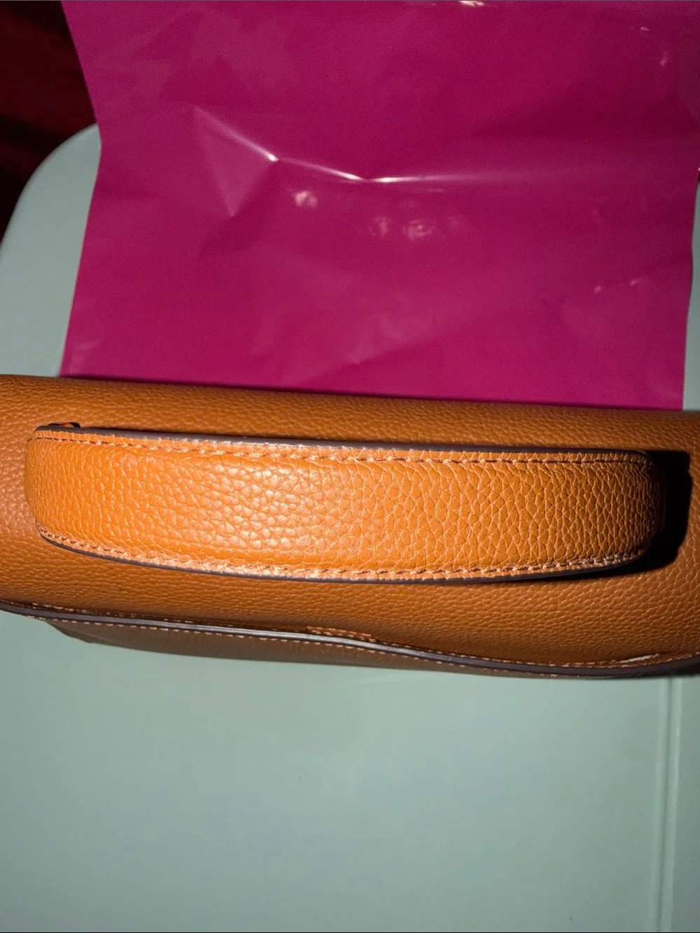 Ralph Lauren Cognac Leather Top-Handle Satchel with Gold RL Logo